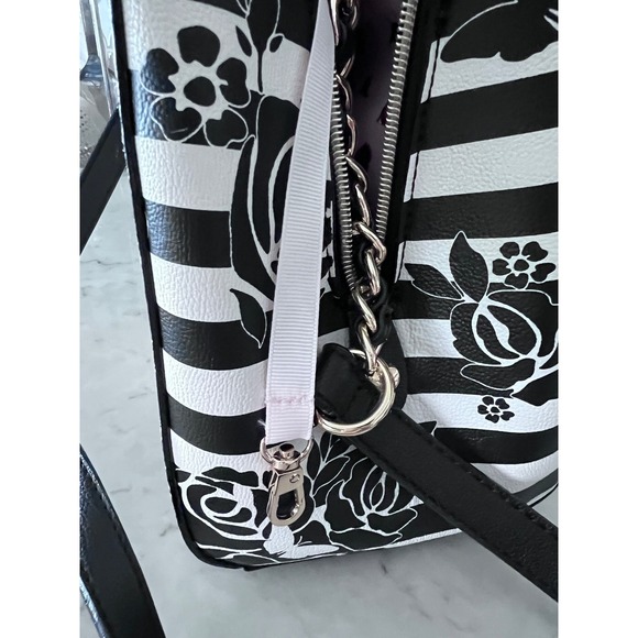 Betsey Johnson Glam Garden Striped Rose Satchel Large Bow Jeweled Crossbody Bag - Picture 11 of 16
